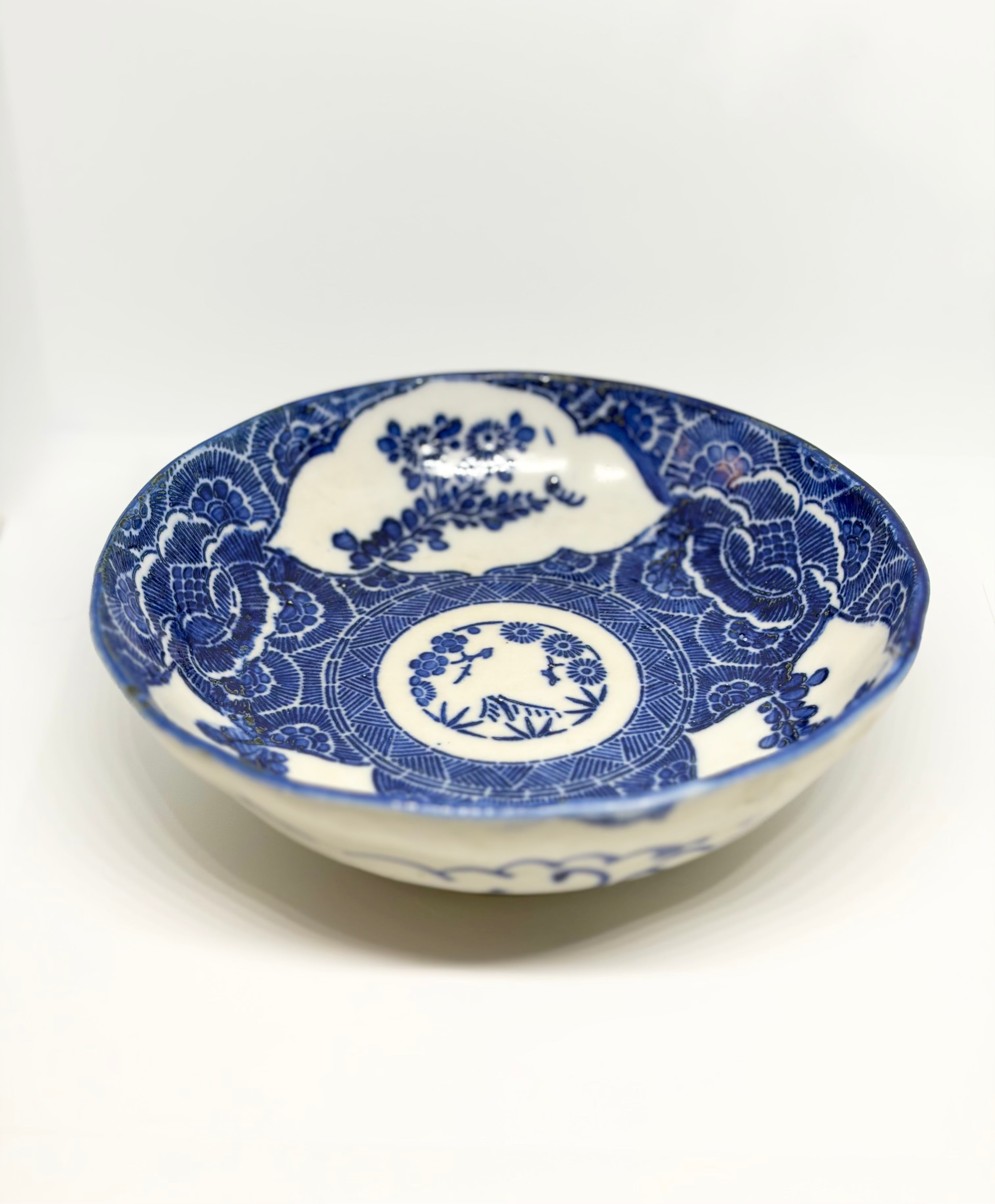 Blue Peony Crest Imari Dish