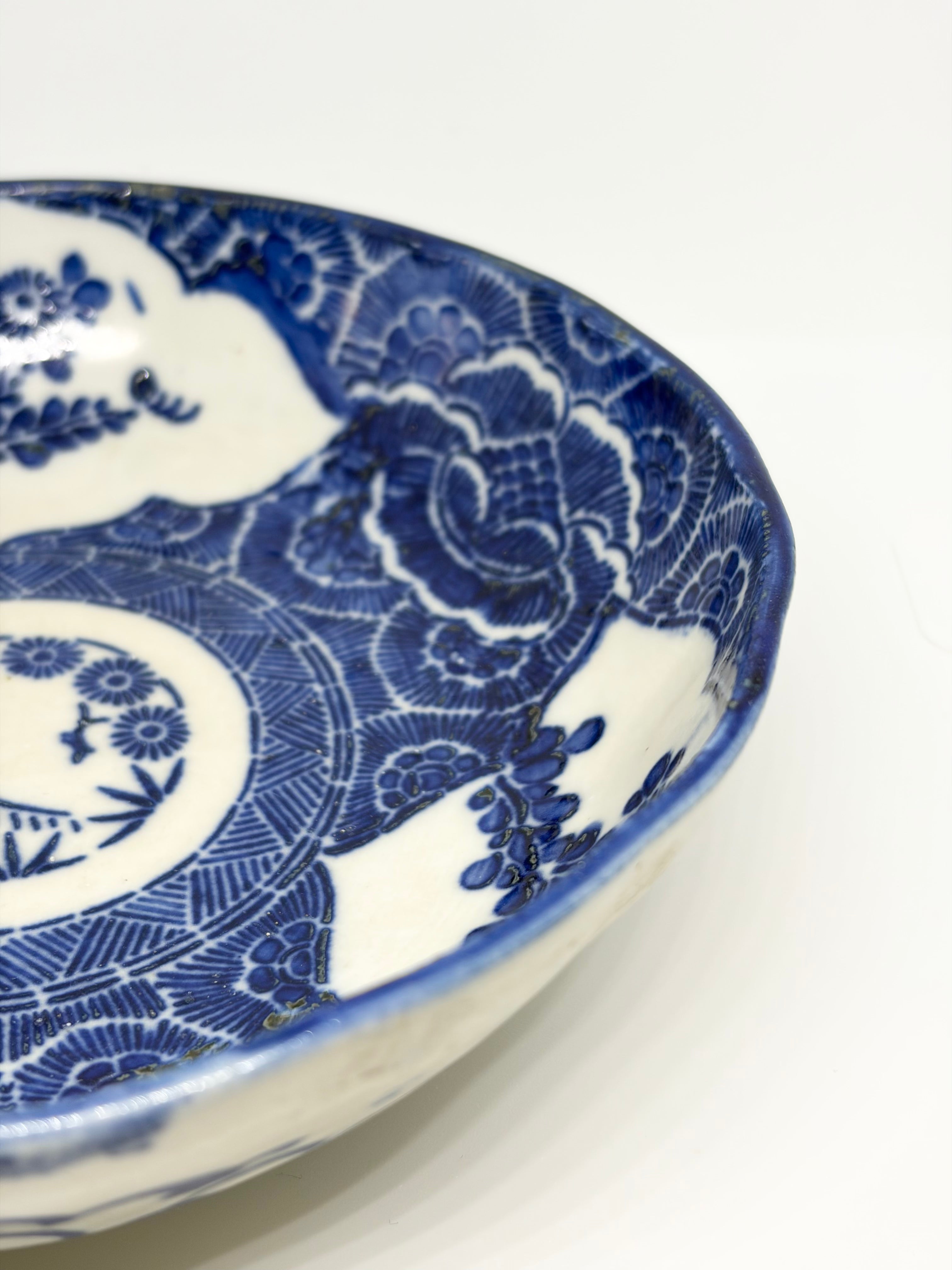 Blue Peony Crest Imari Dish